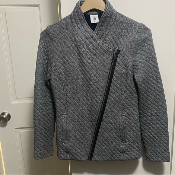 CAbi Quilted Moto Jacket Herringbone With Asymmetric Zipper - size Small - Picture 5 of 10